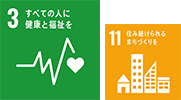SDGs　3すべての人に健康と福祉を　11住み続けられるまちづくりを