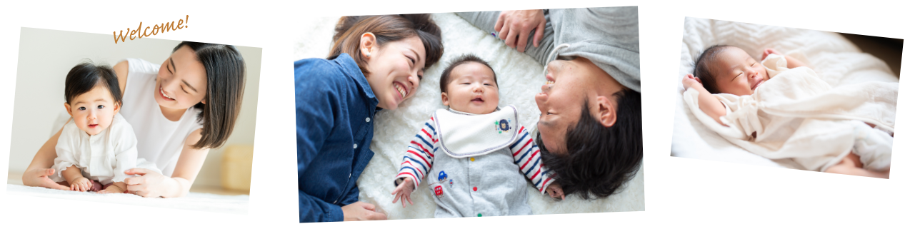 赤ちゃんと両親 写真