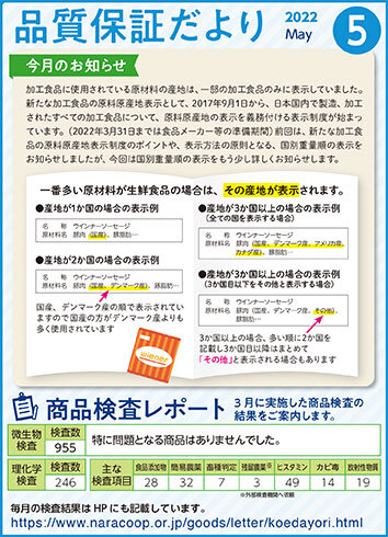 品質保証だより5月号を発行しました