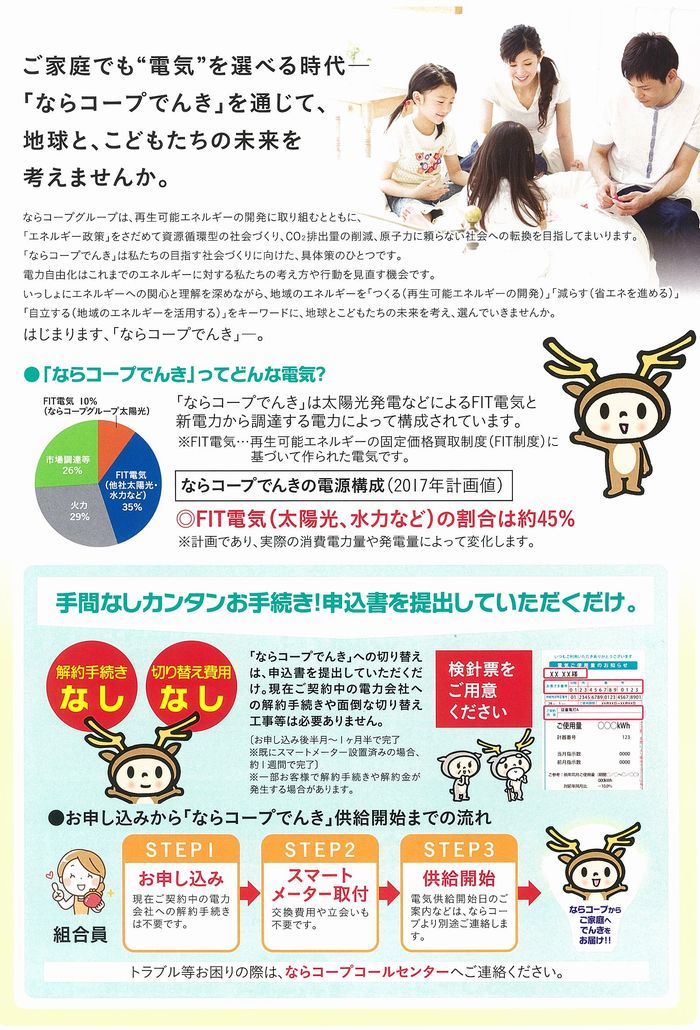 「ならコープでんき」受付開始しました!